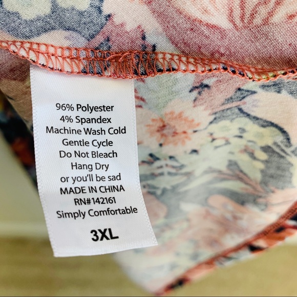 Lularoe Orange floral Plus Nicole Dress Size 3XL - Picture 4 of 6